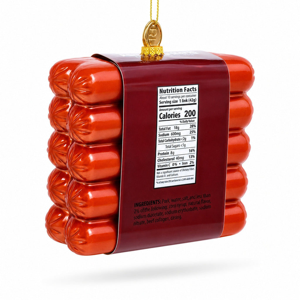 Smoked Bratwurst Box Glass Christmas Ornament