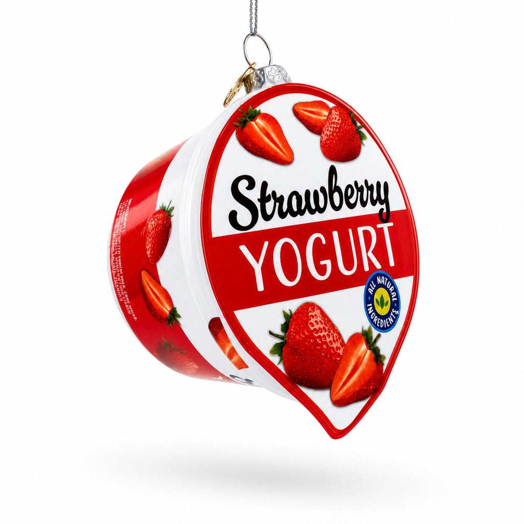 Strawberry Yogurt Glass Christmas Ornament
