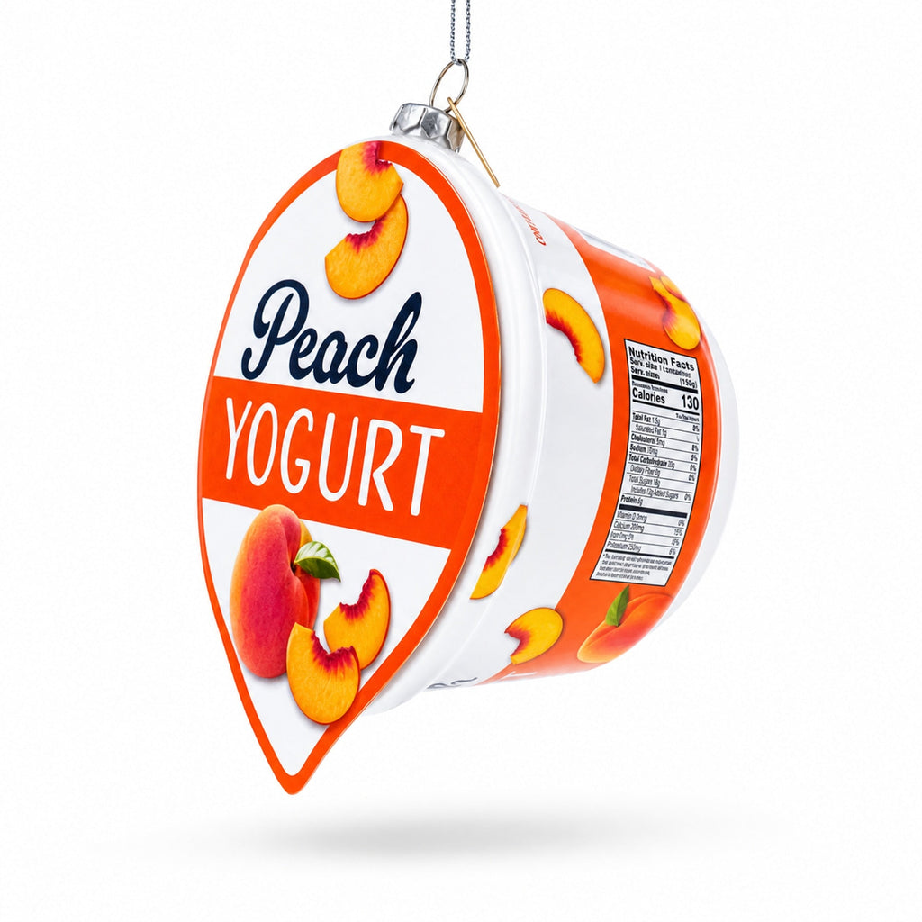 Peach Yogurt Glass Christmas Ornament