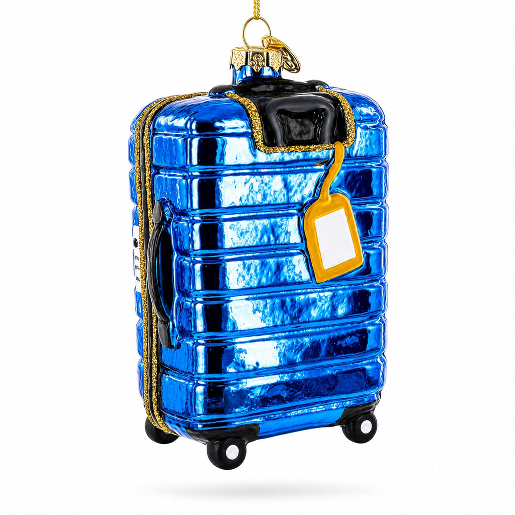 London Landmarks Suitcase Glass Christmas Ornament