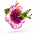 Hummingbird with Pink Hibiscus Glass Christmas Ornament