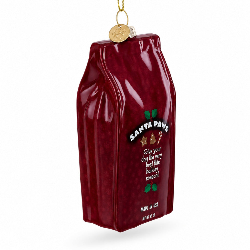 Santa's Dog Treat Pack Glass Christmas Ornament
