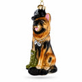 German Shepherd K9 Police Dog Glass Christmas Ornament