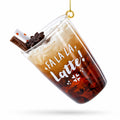 Whipped Latte Holiday Drink with Cinnamon Stick Glass Christmas Ornament
