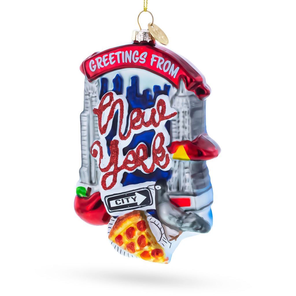 Iconic New York Landmarks Glass Christmas Ornament