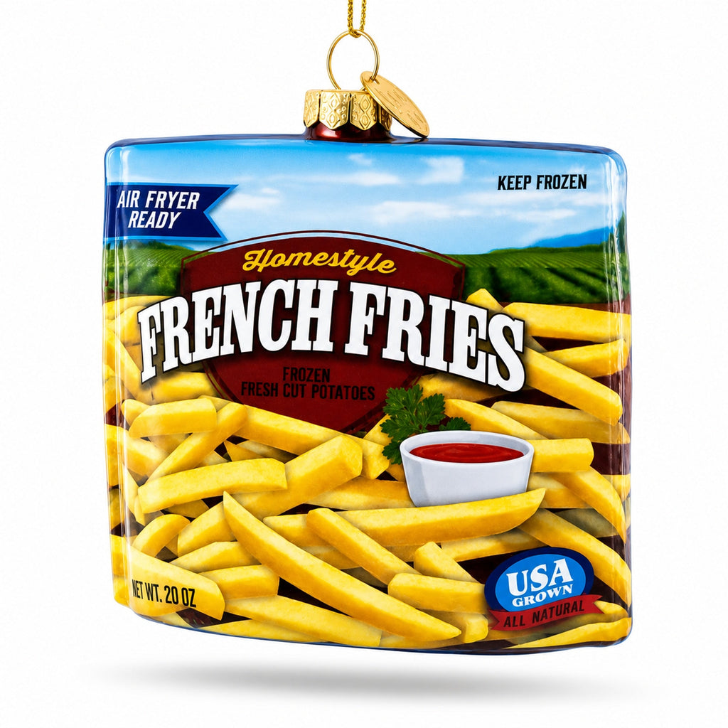 French Fries Frozen Box Glass Christmas Ornament
