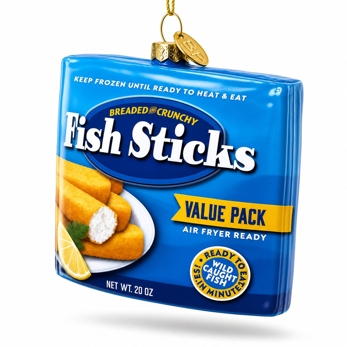 Fish Sticks Frozen Box Glass Christmas Ornament