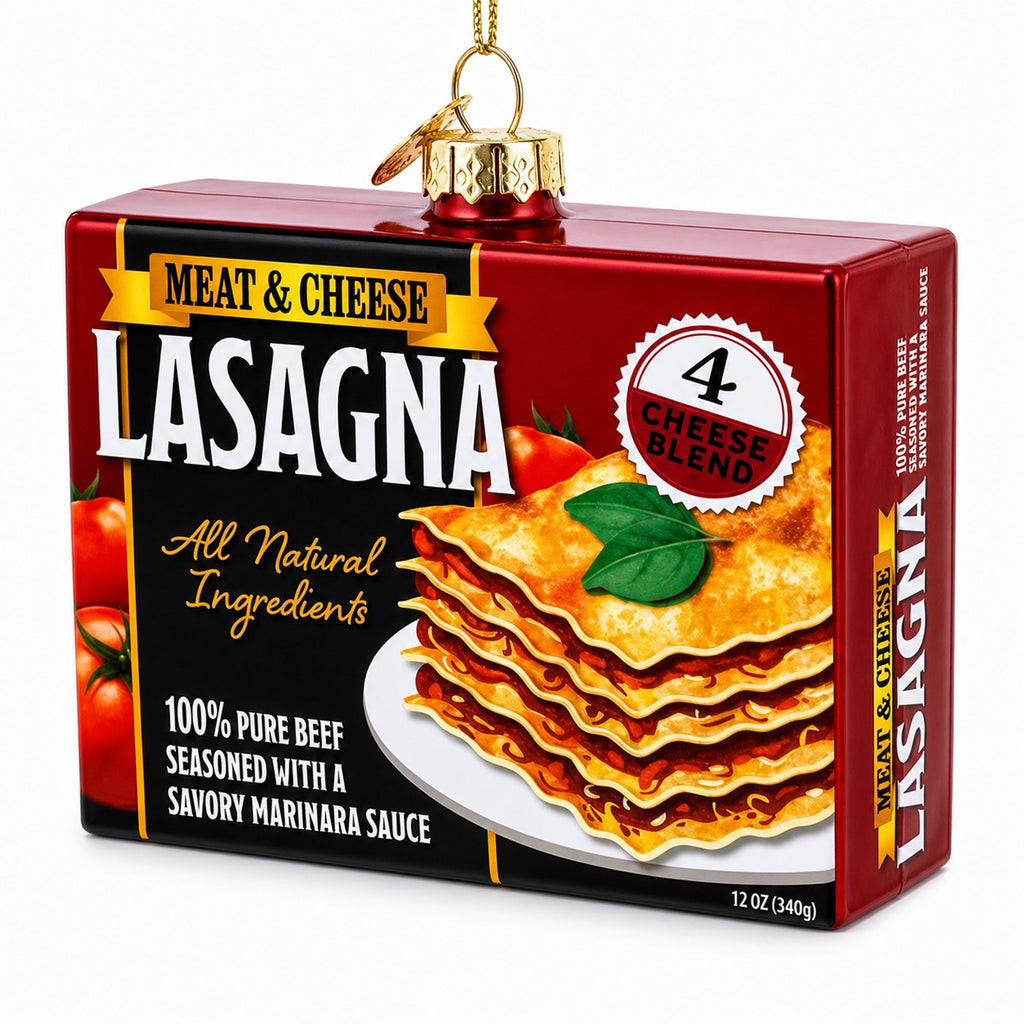 Lasagna Box Glass Christmas Ornament