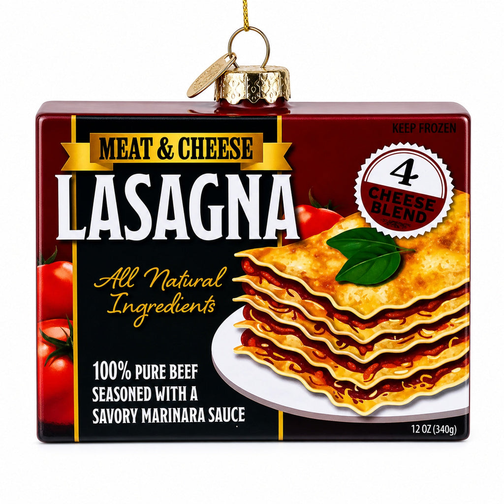 Lasagna Box Glass Christmas Ornament