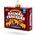 Animal Crackers Box Glass Christmas Ornament