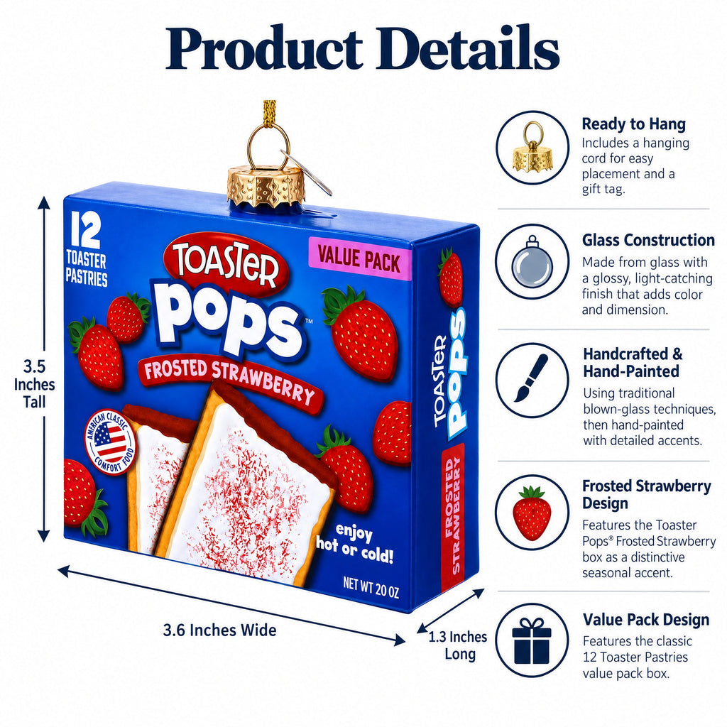 Frosted Strawberry Toaster Box Glass Christmas Ornament