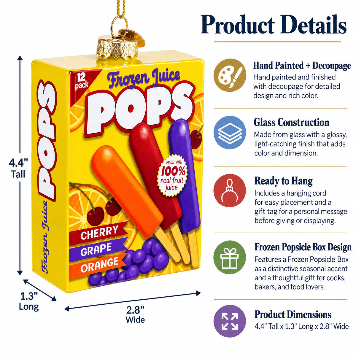 Frozen Popsicle Box Glass Christmas Ornament