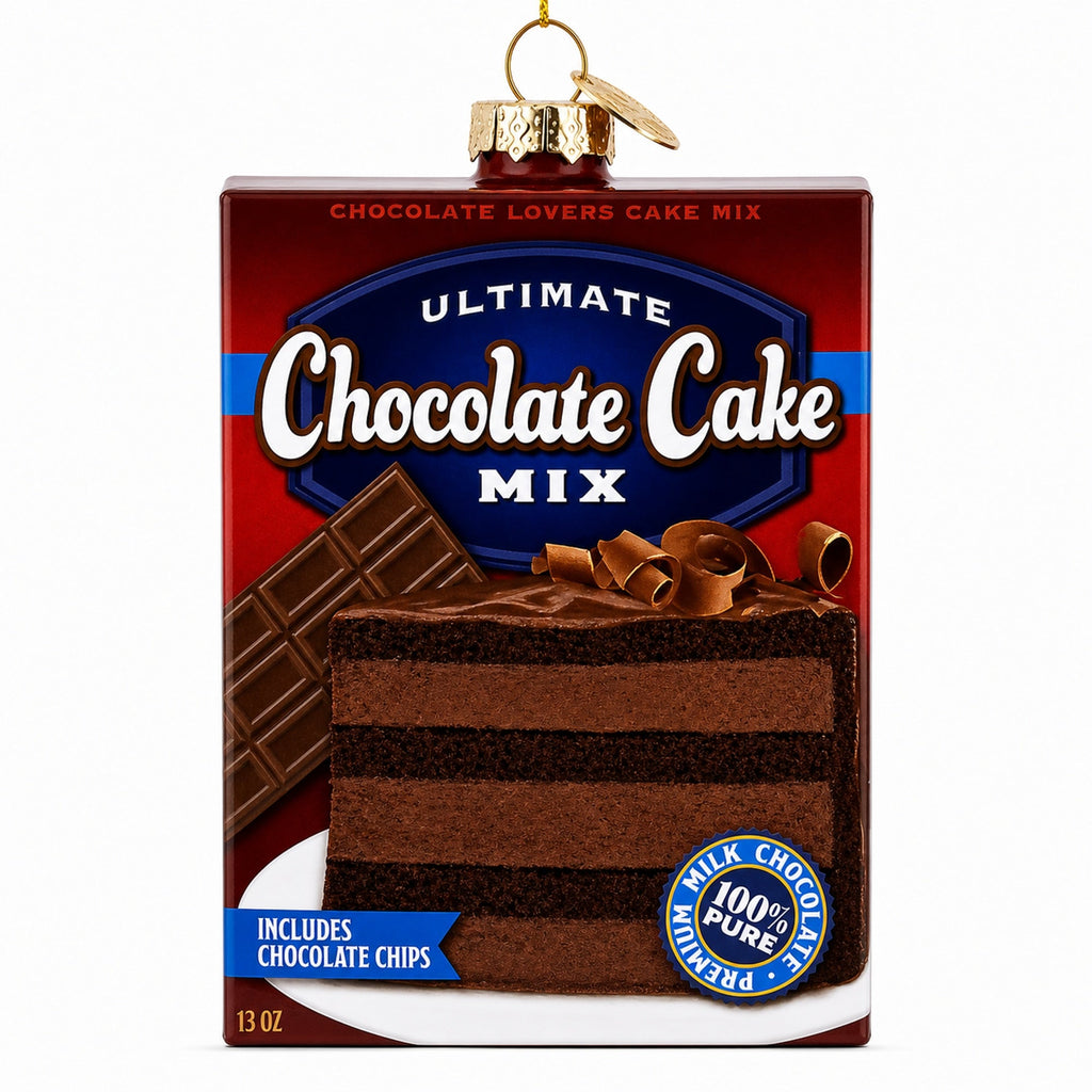 Chocolate Cake Mix Glass Christmas Ornament