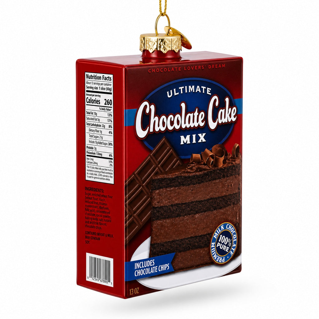 Chocolate Cake Mix Glass Christmas Ornament