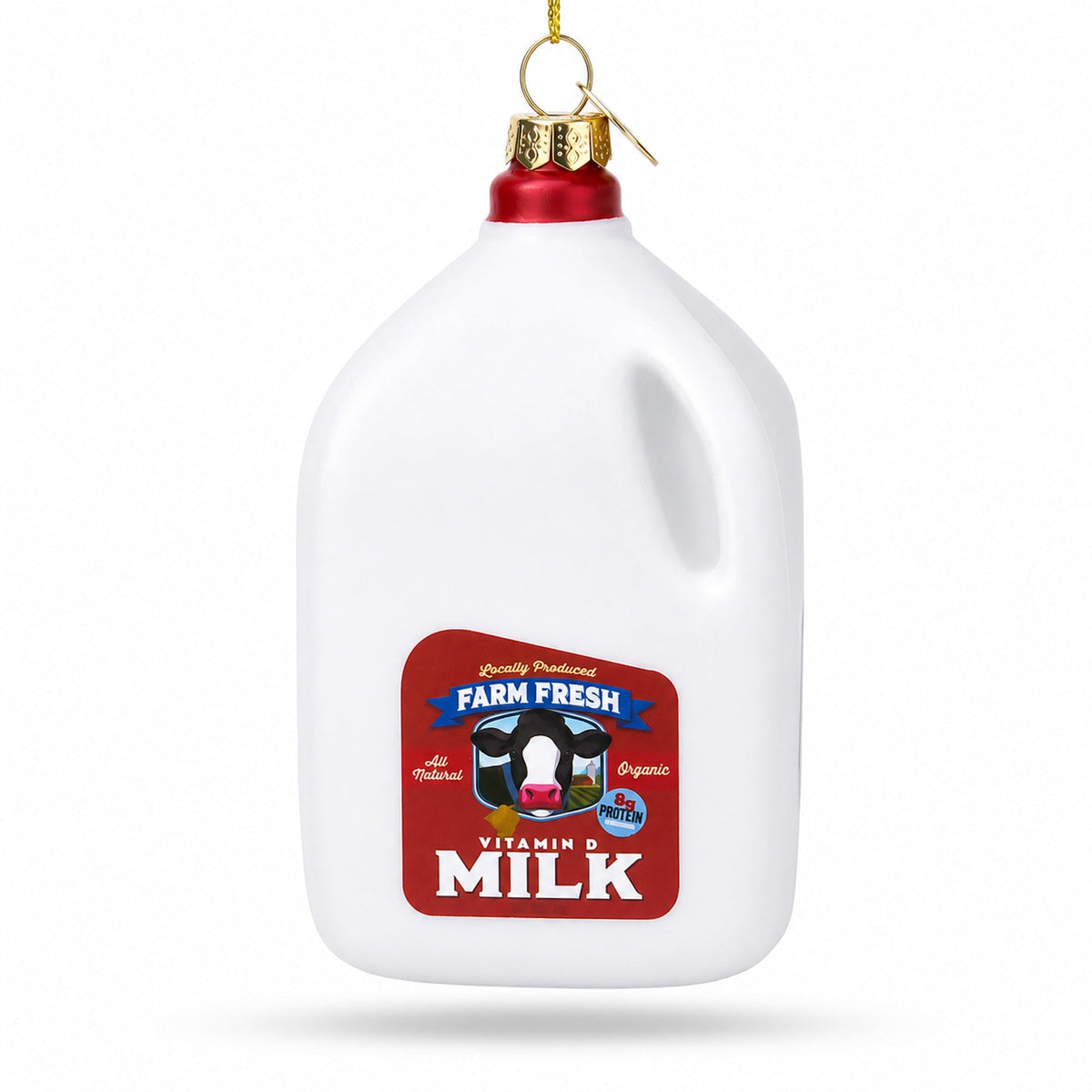 Farm Fresh Milk Jug Glass Christmas Ornament