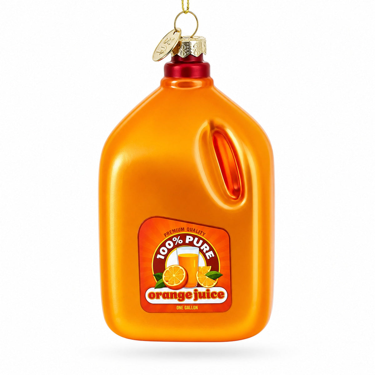 100% Pure Orange Juice Jug Large Glass Christmas Ornament