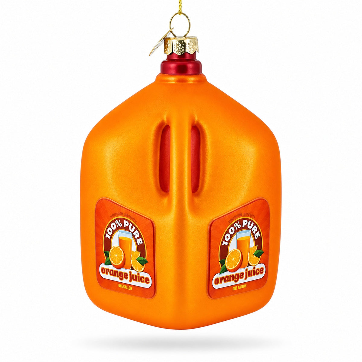 100% Pure Orange Juice Jug Large Glass Christmas Ornament