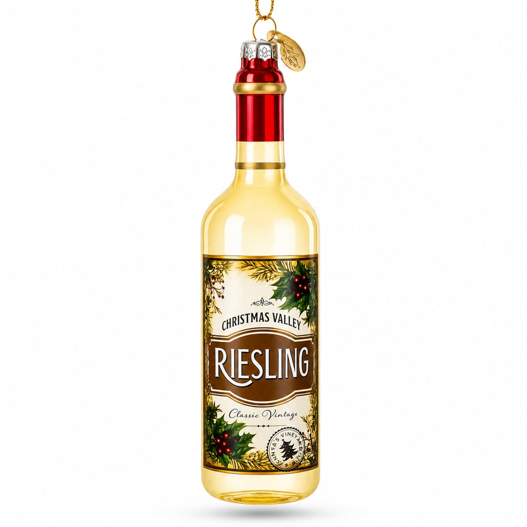 Riesling Wine Bottle Glass Christmas Ornament