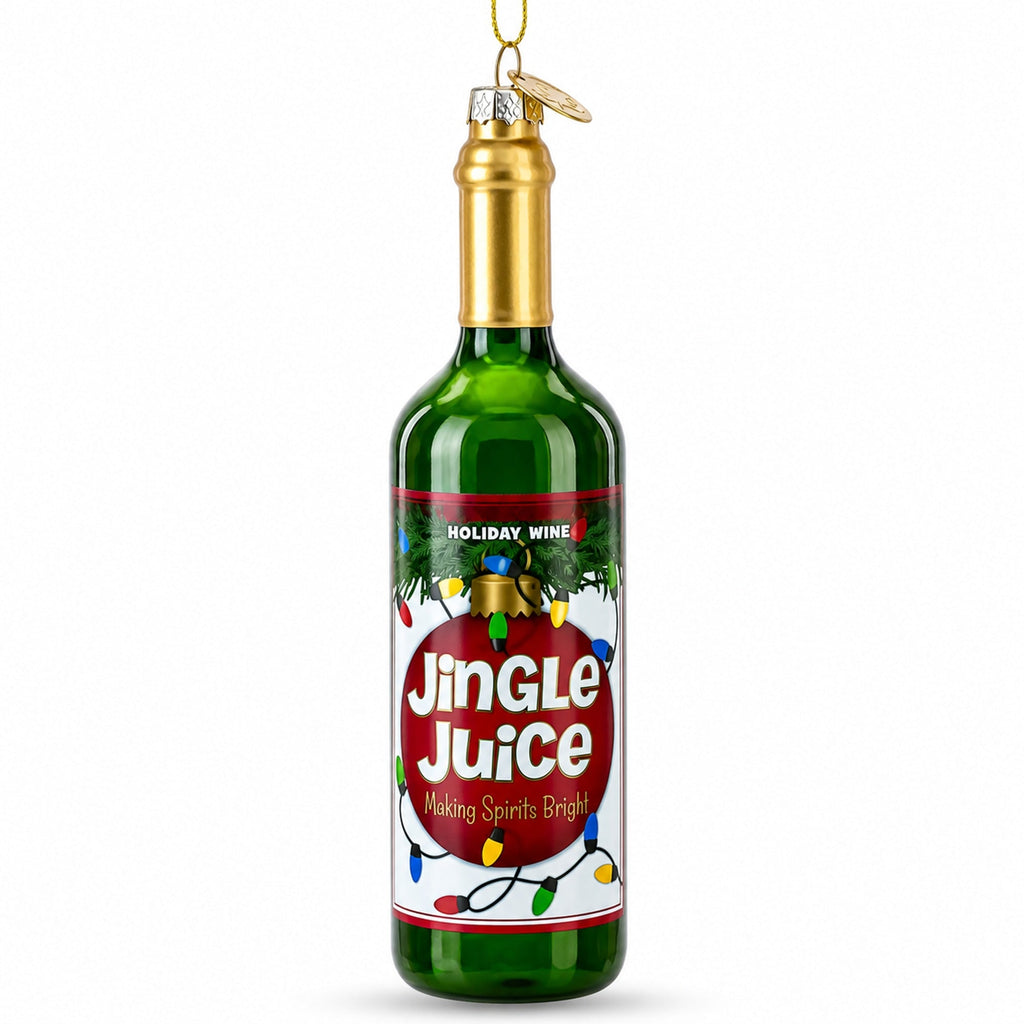 Jingle Juice Wine Bottle Glass Christmas Ornament