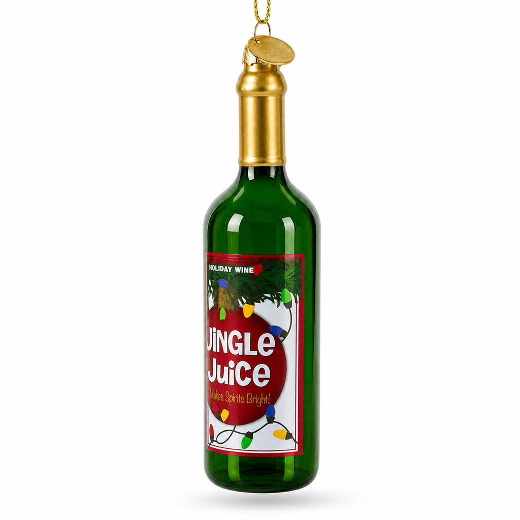 Jingle Juice Wine Bottle Glass Christmas Ornament