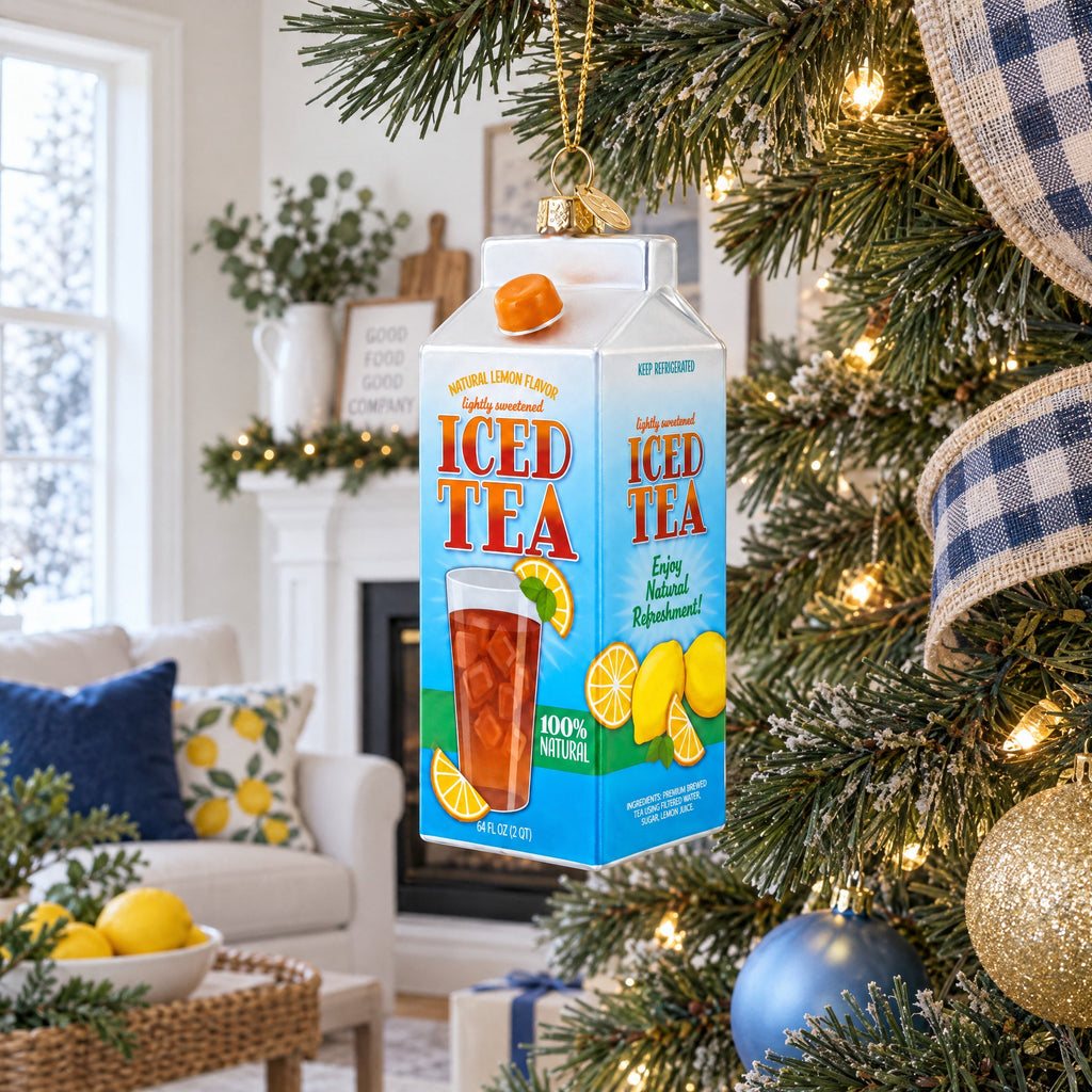Iced Tea Carton Glass Christmas Ornament