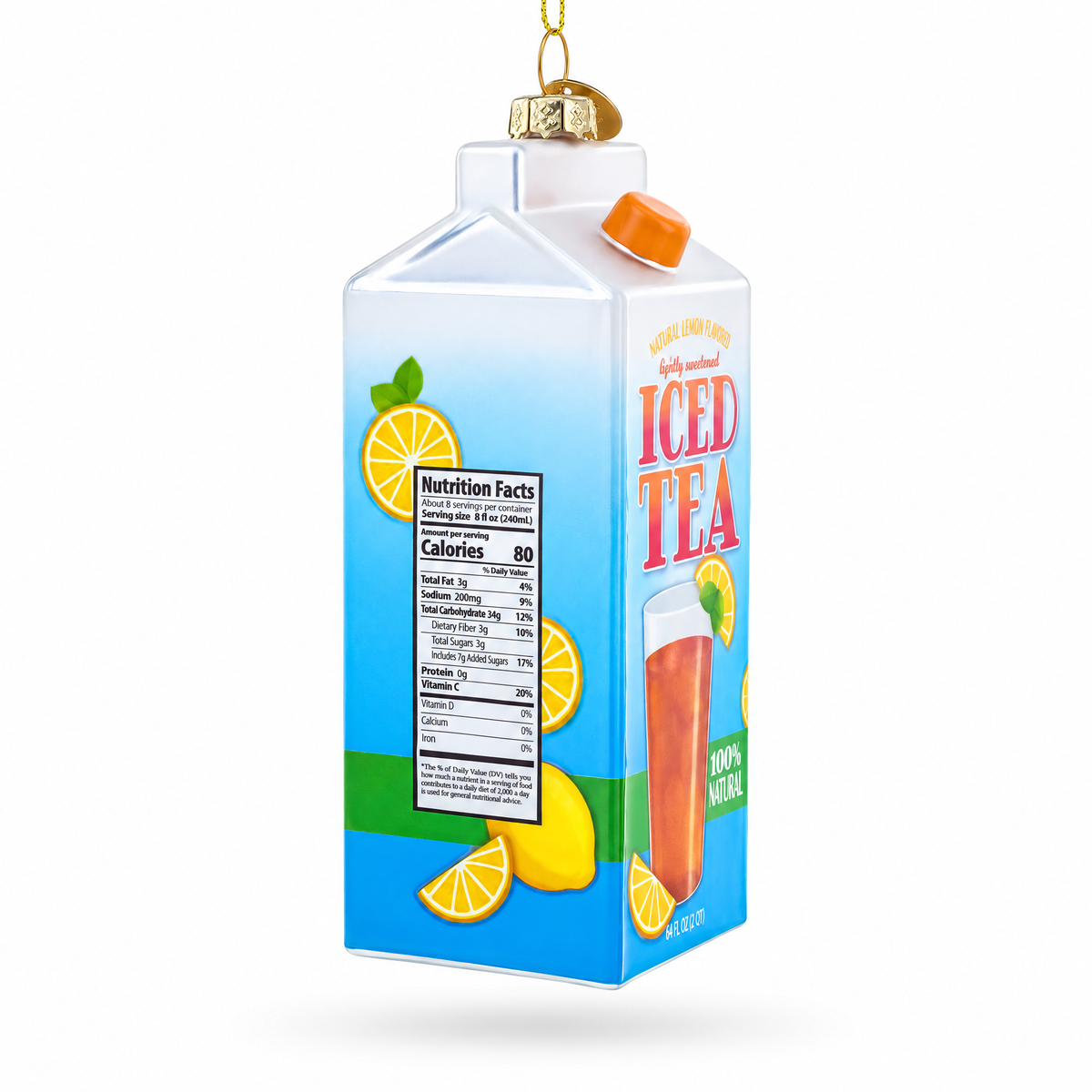 Iced Tea Carton Glass Christmas Ornament