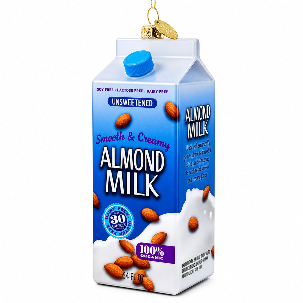 Almond Milk Carton Glass Christmas Ornament