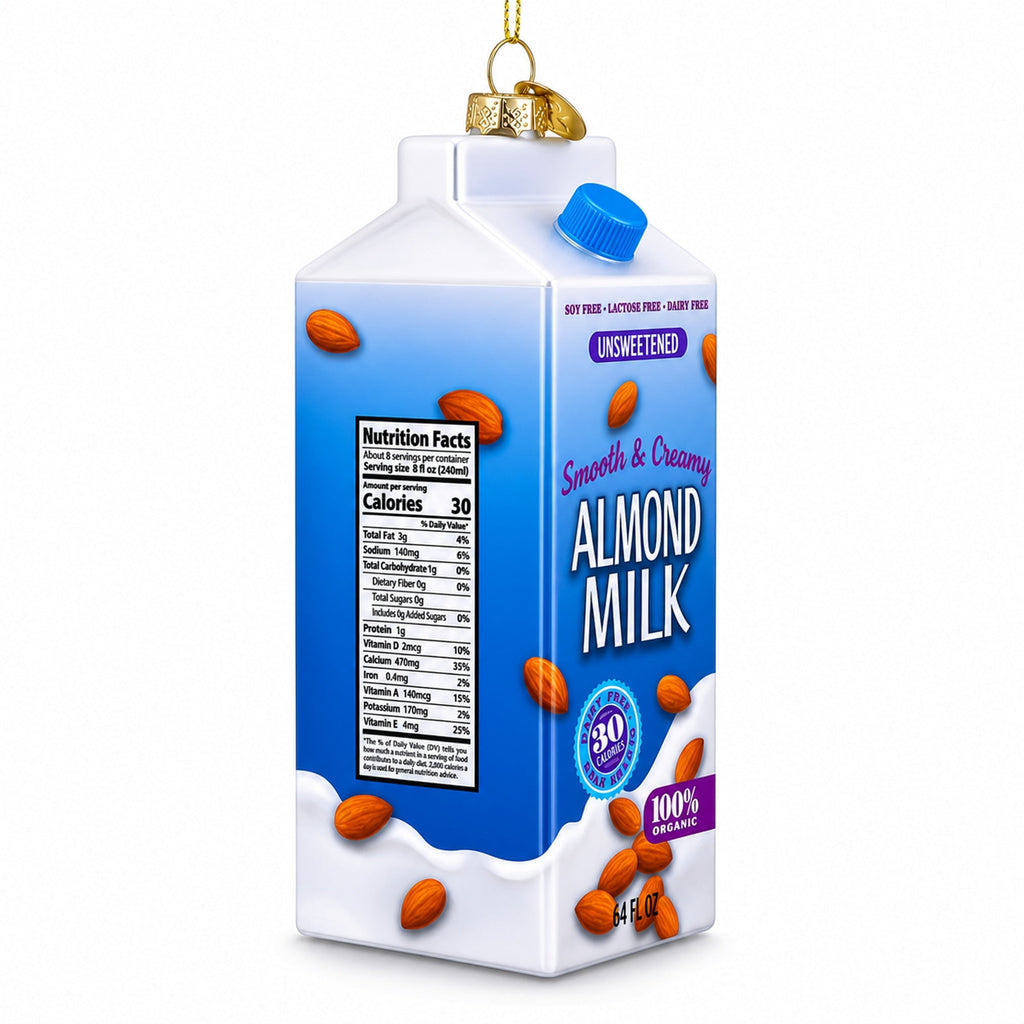 Almond Milk Carton Glass Christmas Ornament