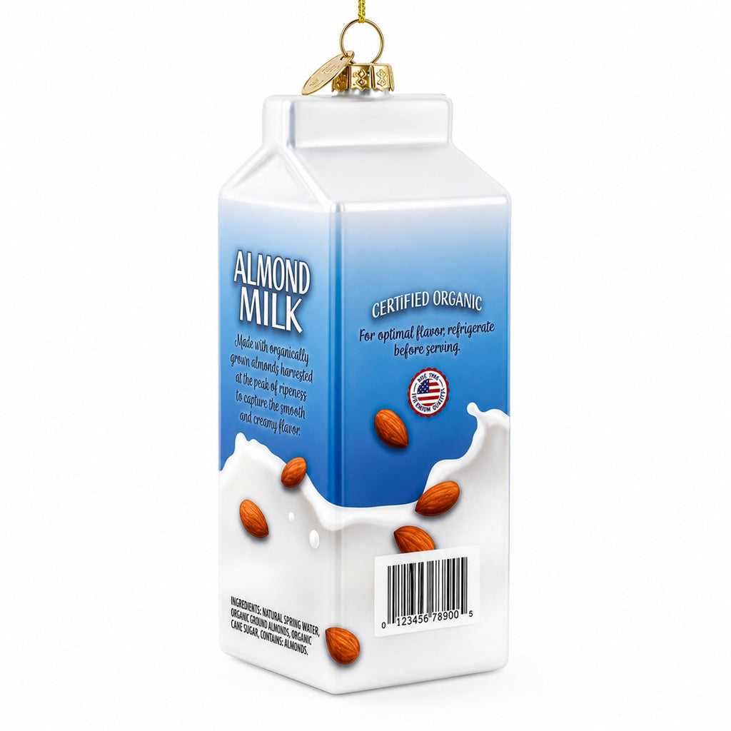 Almond Milk Carton Glass Christmas Ornament