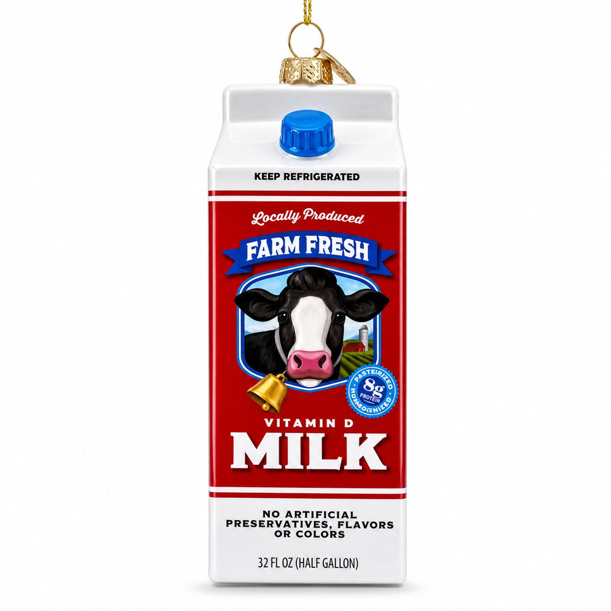 Milk Carton Glass Christmas Ornament