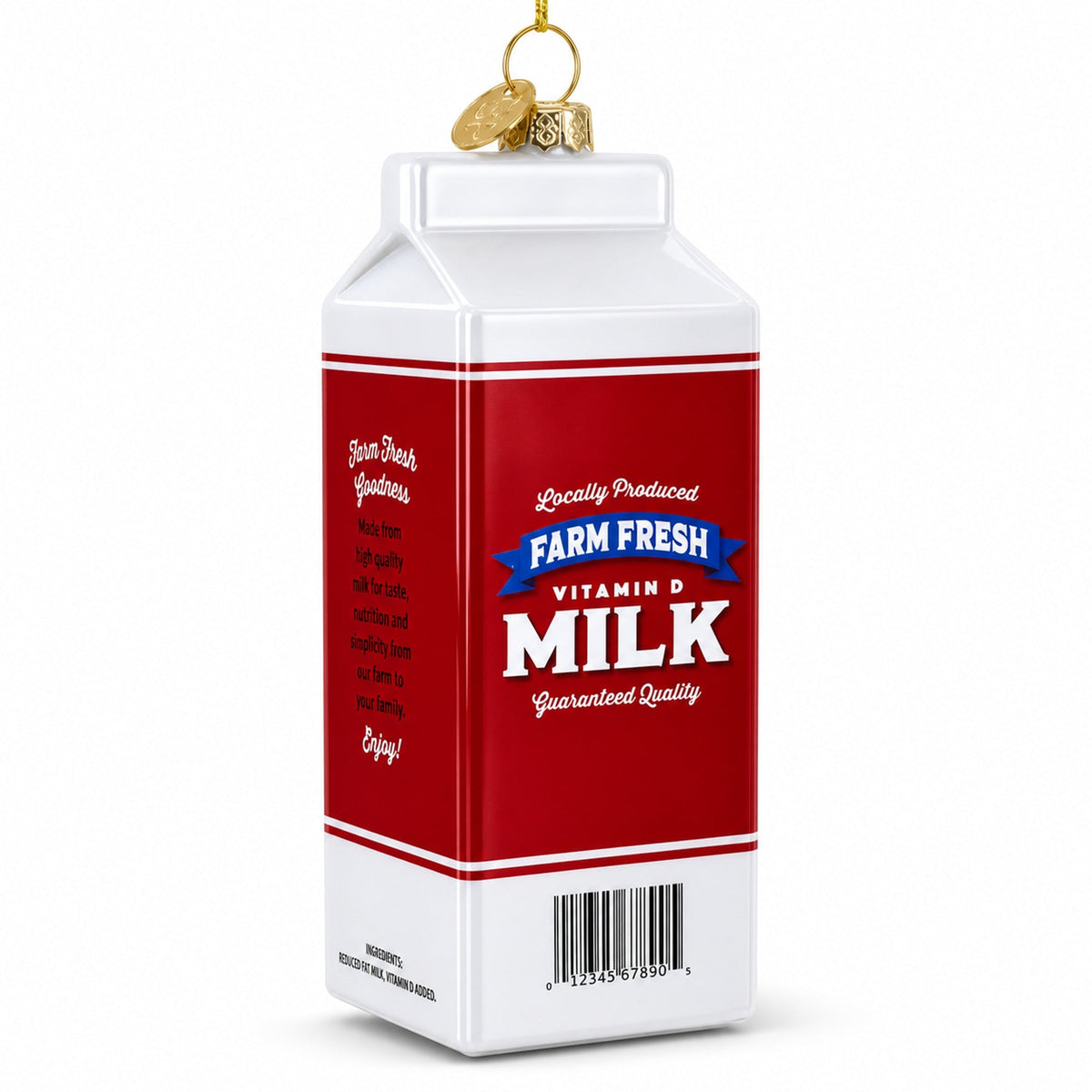 Milk Carton Glass Christmas Ornament