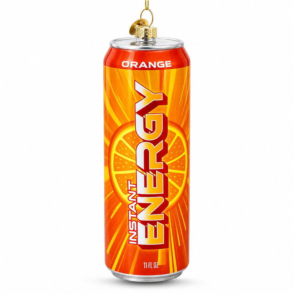 Energy Drink Can Glass Christmas Ornament