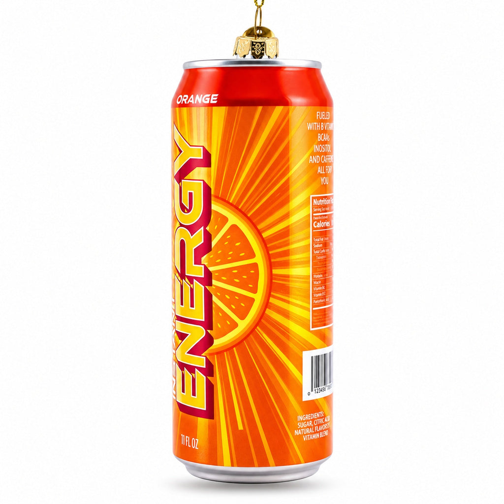 Energy Drink Can Glass Christmas Ornament