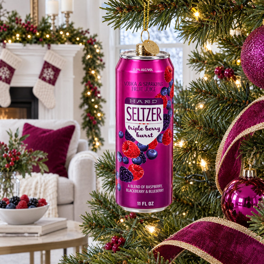 Hard Seltzer Can Glass Christmas Ornament