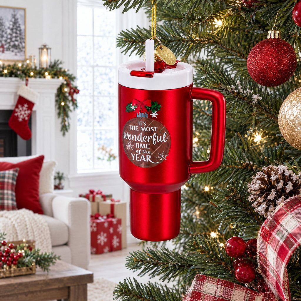 Holiday Coffee Mug Tumbler Glass Christmas Ornament