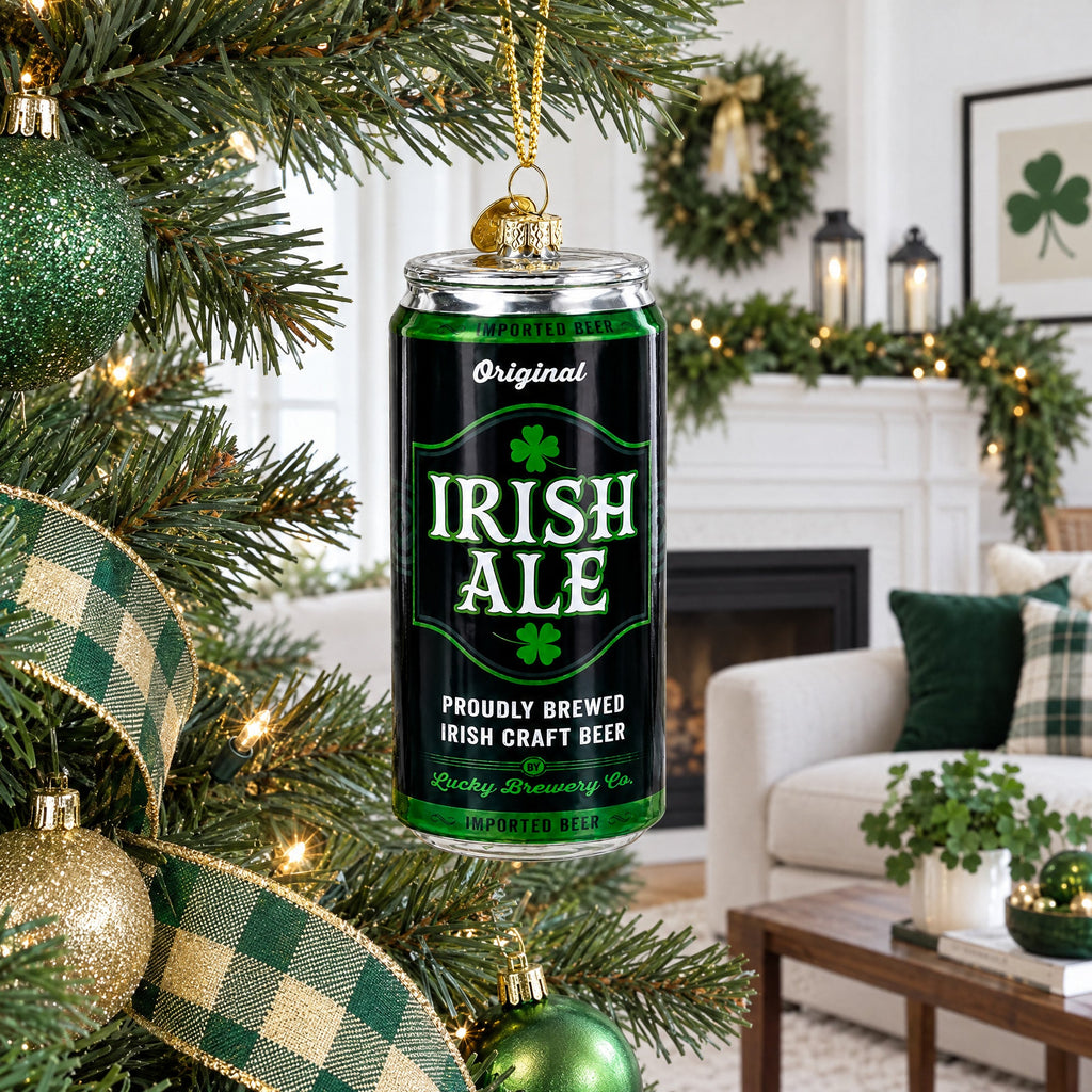 Irish Ale Beer Can Glass Christmas Ornament