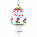 Red Flowers and Swirls Glass Christmas Ornament