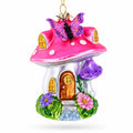 Fairy Mushroom House Glass Christmas Ornament