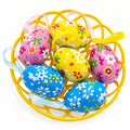 Set of 6 Floral Easter Egg Ornaments in Basket