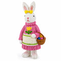 Bunny Figure with Pastel Basket and Sweater 5.8 Inches Tall