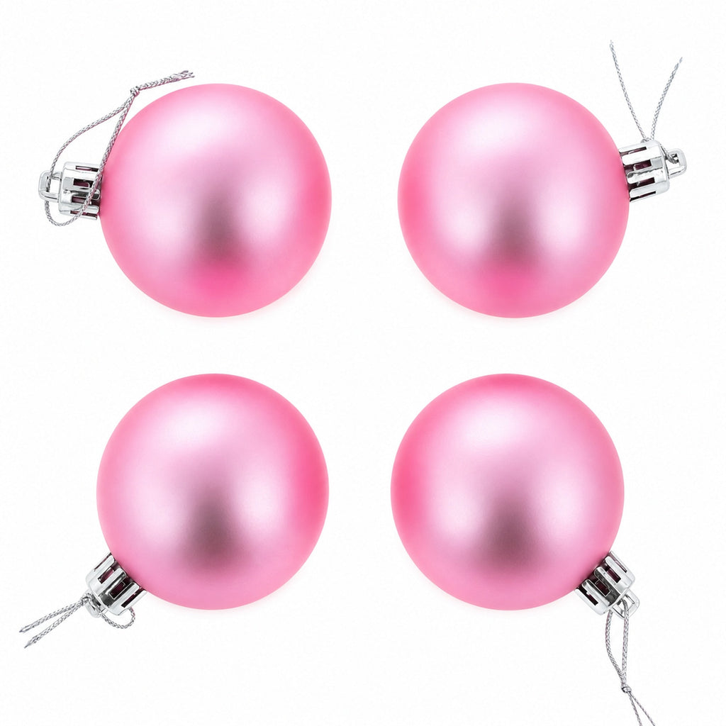 Set of 40 Pink Mini Ball Plastic Christmas Ornaments