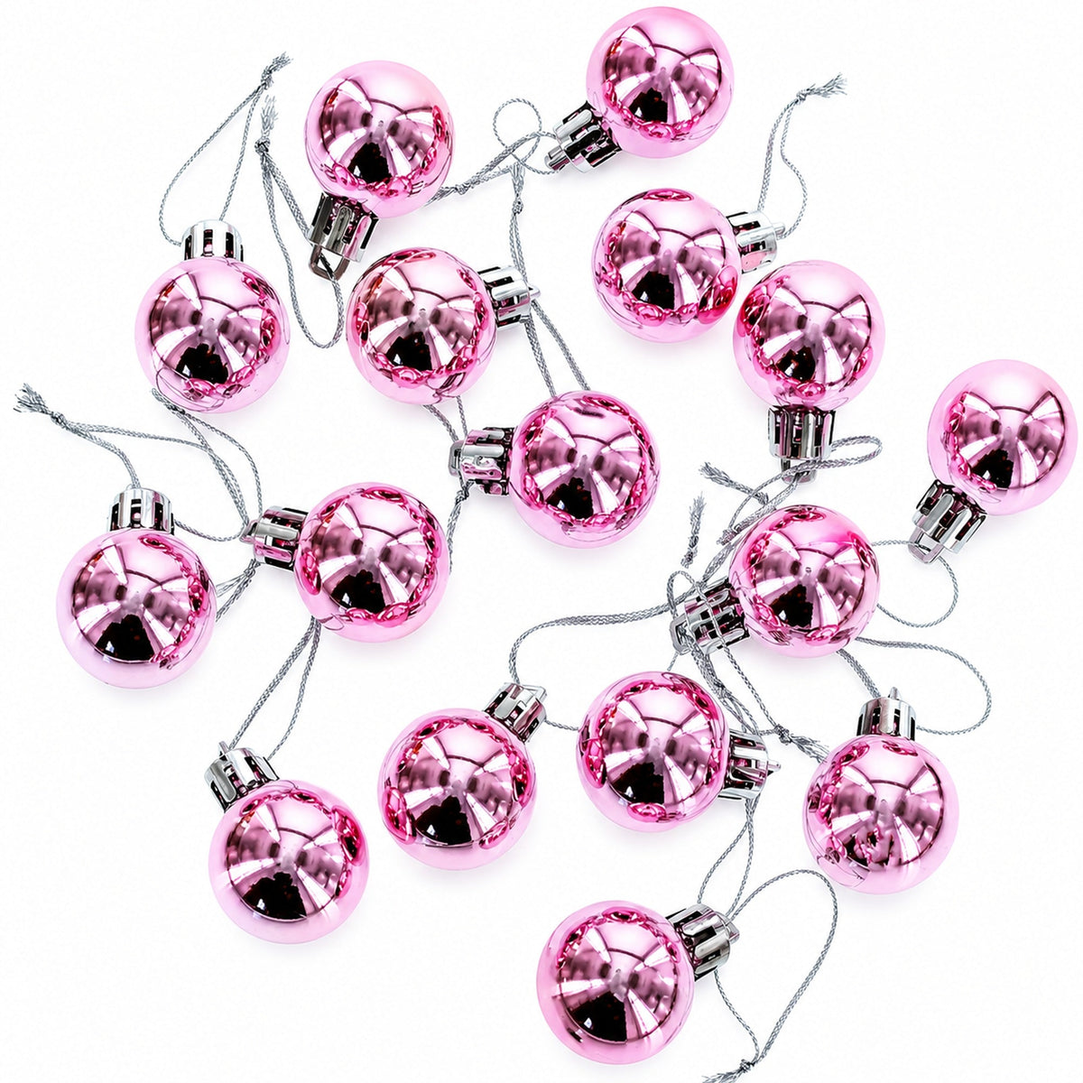 Set of 40 Pink Mini Ball Plastic Christmas Ornaments