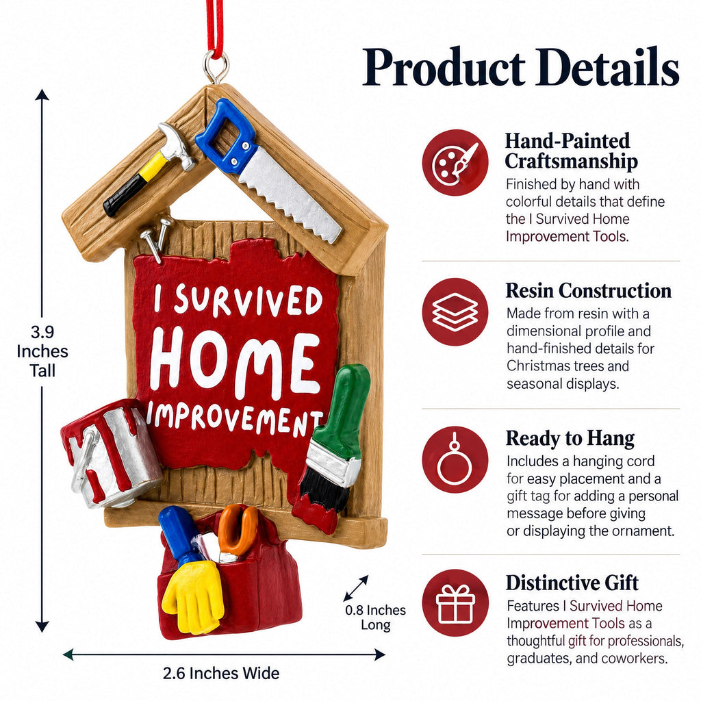 I Survived Home Improvement Tools Resin Christmas Ornament