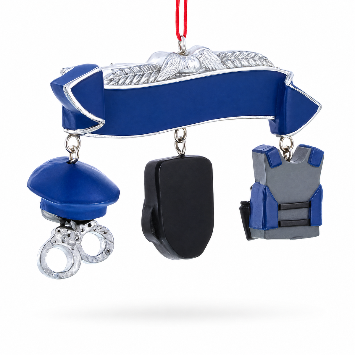 Serve Honor & Protect Police Badge and Gear Resin Christmas Ornament