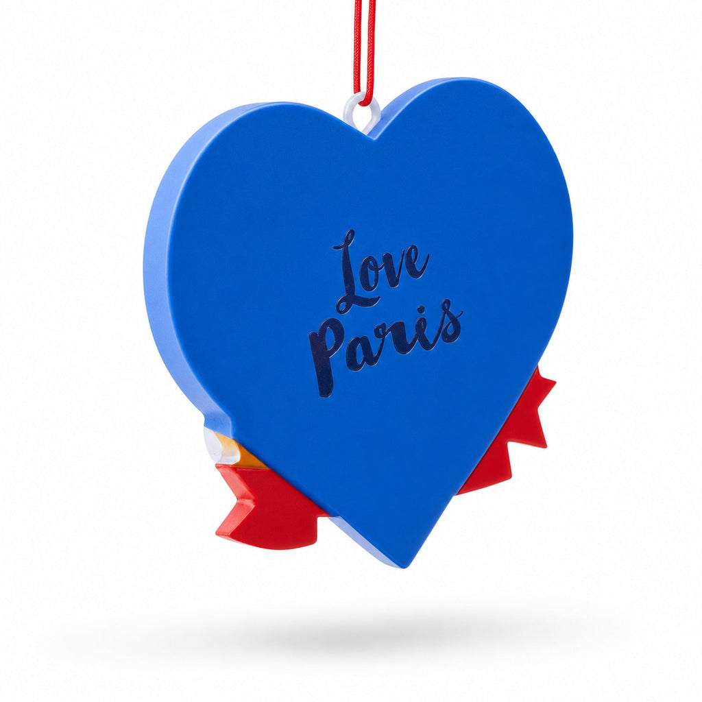 Paris Heart with Eiffel Tower and Bonjour Café Resin Christmas Ornament