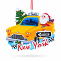New York Taxi with Santa and Christmas Tree Resin Christmas Ornament