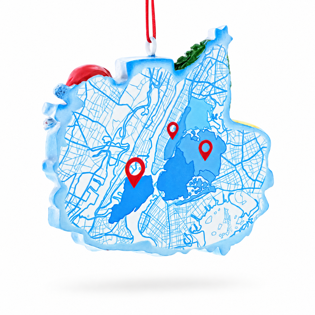 New York Taxi with Santa and Christmas Tree Resin Christmas Ornament