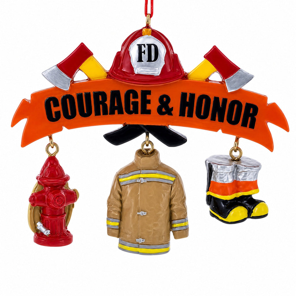 Courage & Honor Firefighter Gear Resin Christmas Ornament