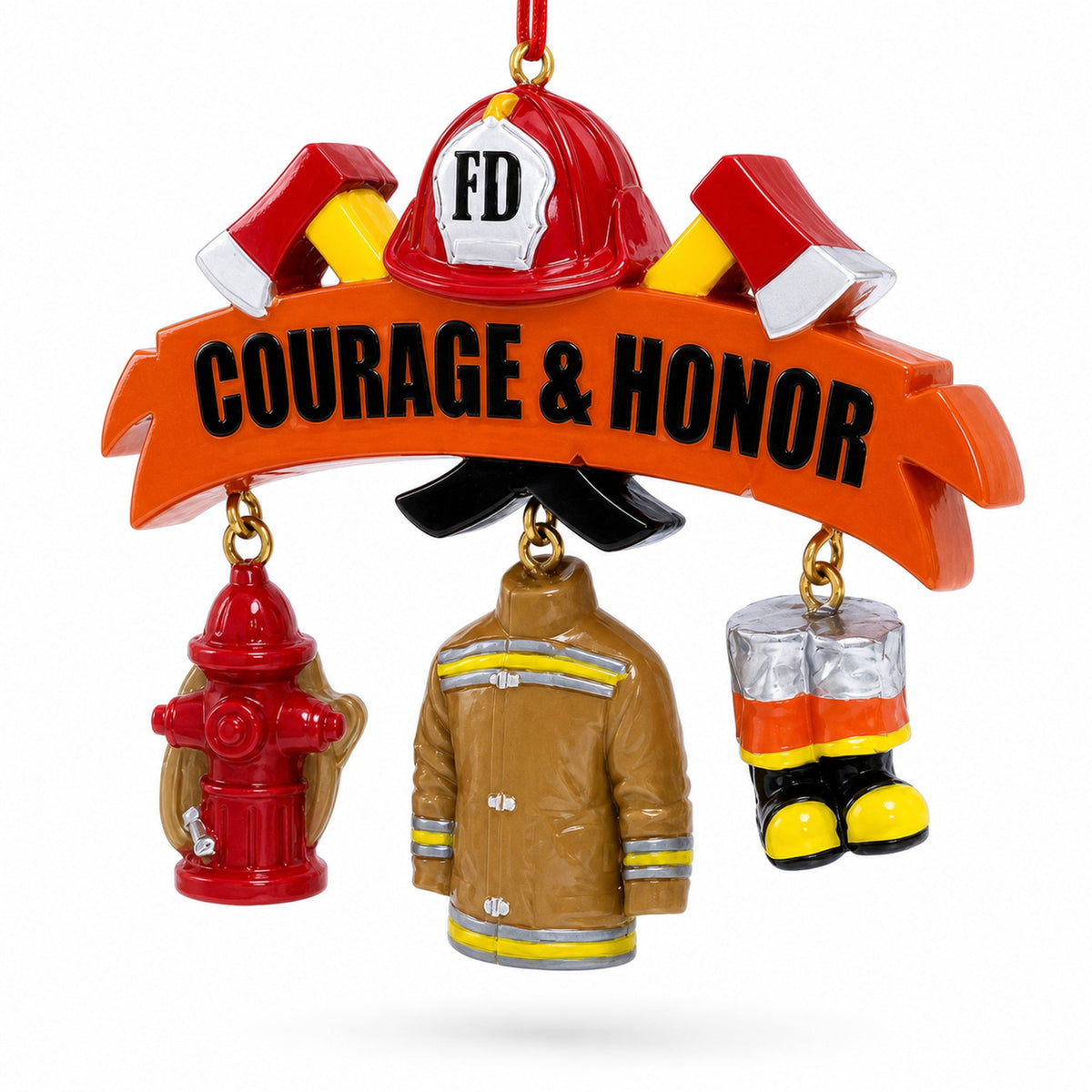 Courage & Honor Firefighter Gear Resin Christmas Ornament