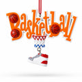 Basketball Word with Shoe and Hoop Resin Christmas Ornament